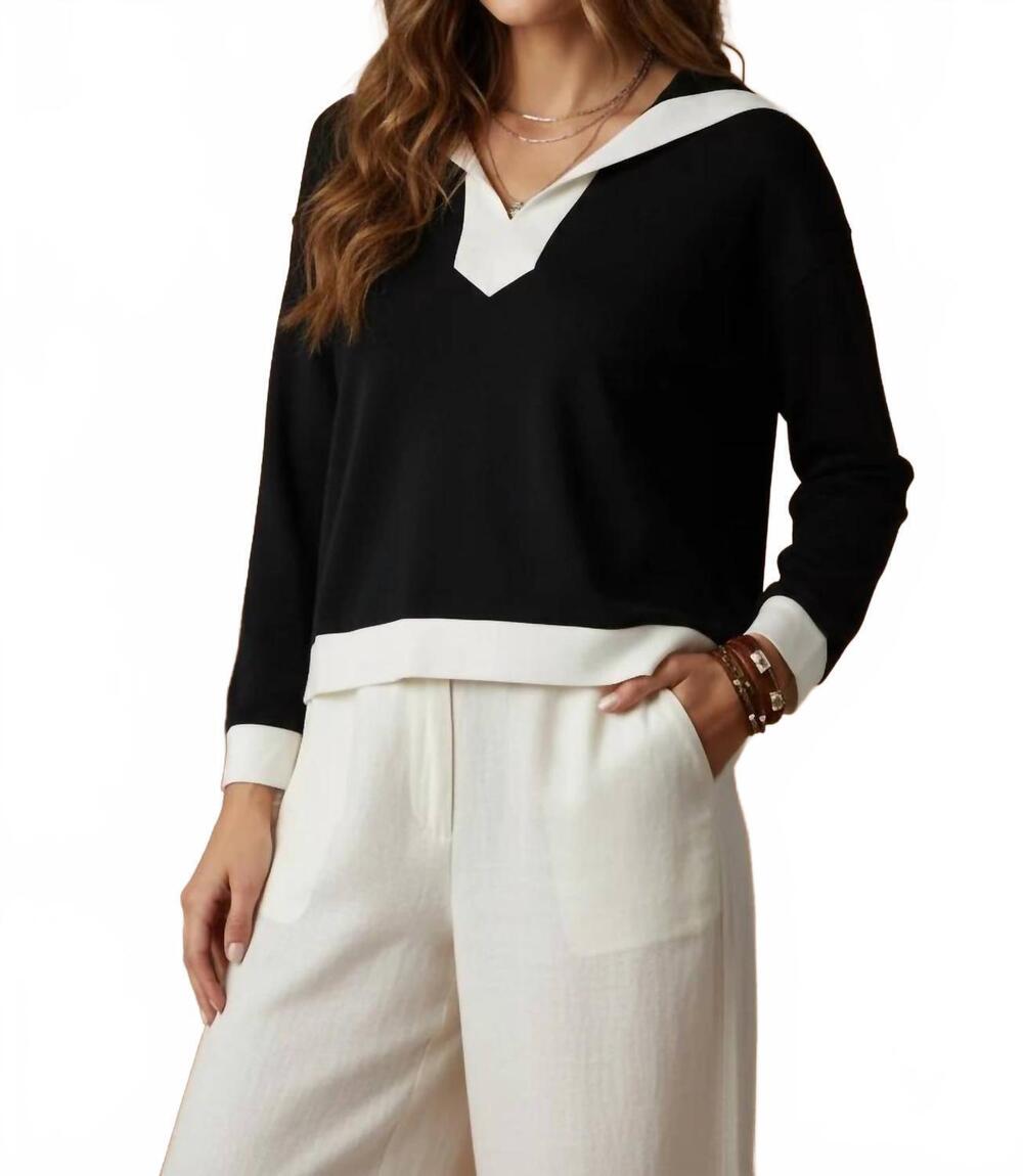 NEW UMGEE chelsea collar pullover sweater in black
